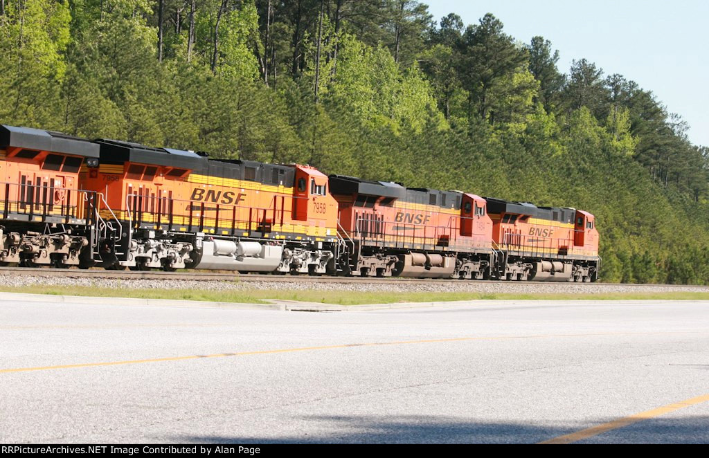 BNSF 7958 runs second in a quartet of units